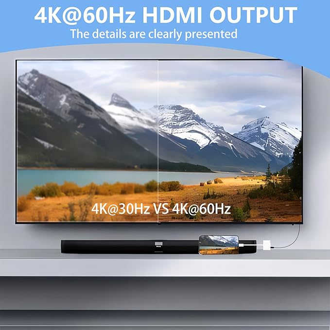Kinhaly USB C to HDMI for TV, 4K@60Hz Type C to HDMI Adapter with Charging Port, iPhone to Hdmi to USB C Adapter Compatible for iPhone 16/15 Series/iPad Pro/Galaxy/MacBook Pro to HDTV Projector