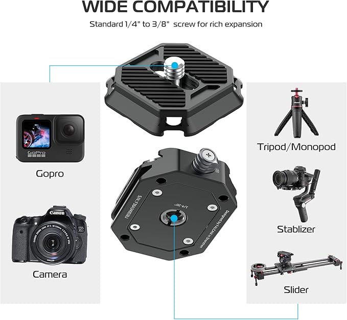FALCAM F38 Quick Release Kit V1, Plate for DSLR/Mirroless Camera Compatible with Arca Swiss and Clamp for Tripod/Stablizer/Gimbal/Slider-2268