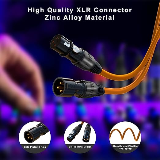 AuxLink XLR Cables, Microphone Cable 6ft 10 Pack, XLR Male to Female Gold-Plated 3-Pins 10 Color Cable, XLR Speaker Cable for Microphone, Mixer, Recording Studio- 6 Feet, 10 Pack
