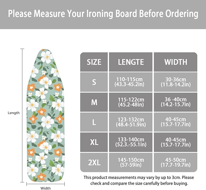 ZCFYGDX Ironing Board Cover Easy Install with Elastic Edge 3 Bottom Nylon Buckle Straps Breathable Ironing Decor Suitable for Wide Ironing Board House Decor Parrot Palm Leaf Print Size-M