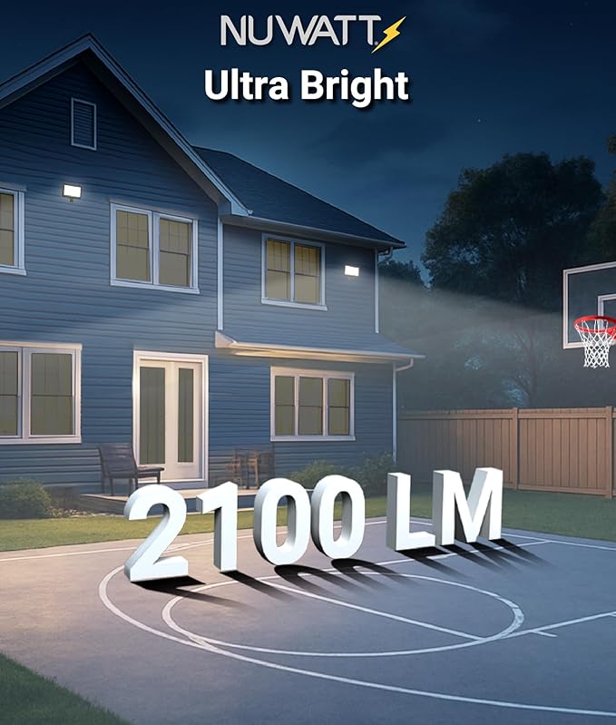 NUWATT 15W LED Flood Light, 3CCT 3000K/4000K/5000K Selectable, IP65 Waterproof Lighting, 1/2" Adjustable Knuckle Mount, 2100 Lumens, 120-277V, Outdoor Security Floodlight for Yard, Bronze, UL