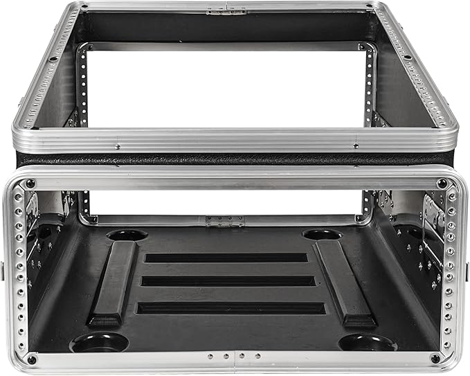 Sound Town Lightweight and Compact 4U ATA ABS Rack Case, with Slant Mixer Top, 21" Depth, 10U Top and 4U Side Spaces (STMR-A10X4U)