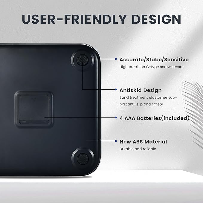 EILISON Smart Bathroom Scale with 4 Electrodes & BIA Technology High-Precision Body Fat Analyzer,Large Color Night Vision Touchscreen,Bluetooth App Sync for 19 Metrics,400LBS Capacity (Smart Black)