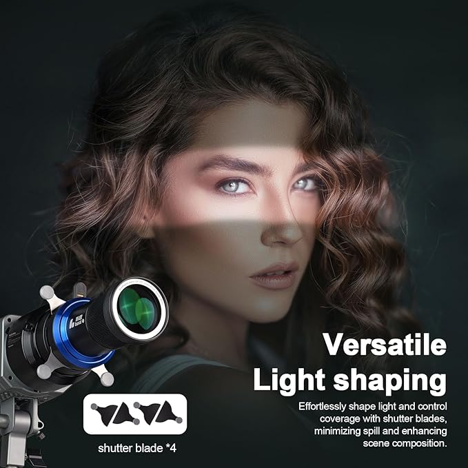 Bussi MG06 Max Bowens Mount Snoot with 40 Gobos, 36° Lens Optical Snoot Spotlight for Photography Video Shape Light Studio,GOBO Light, Strobe Bowens Mount