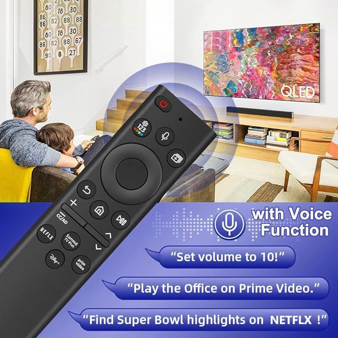 Voice Replacement Remote Control for All Samsung TV Curved Frame UHD QLED LED 4K 8K Smart TVs, with Voice Function