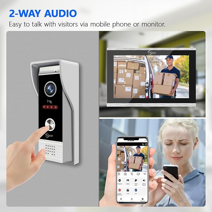 Wired Smart Video Apartments Intercom System,10 Inch Monitors with 1080P Doorbell Camera,3-in-1 Unlocking,TUYA WiFi Door Phone Kits, Ideal for Villas & Homes (1 doorbell + 3 Monitor)