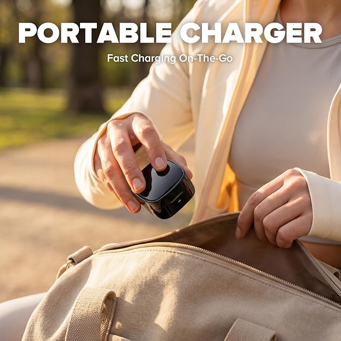 Wireless Charging Case Compatible with Oura Ring Gen 4 Charger, 600mAh Portable Travel Ring Charger Fast Charging Dock with USB-C Cable (Size 8-Black)
