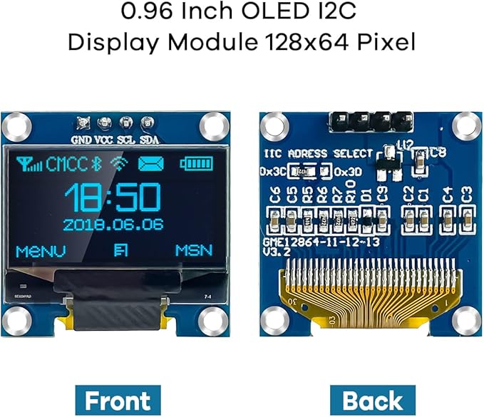 Hosyond 5 Pcs 0.96 Inch OLED I2C IIC Display Module 12864 128x64 Pixel SSD1306 Mini Self-Luminous OLED Screen Board Compatible with Arduino Raspberry Pi (Blue)
