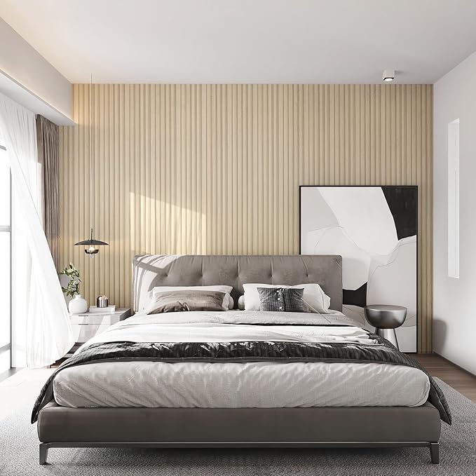 Art3d Slat Wall Panels, WPC Soundproof 3D Wall Paneling for Interior Wall Decor, TV Background, 8-Pack 96 x 6 in. Oak