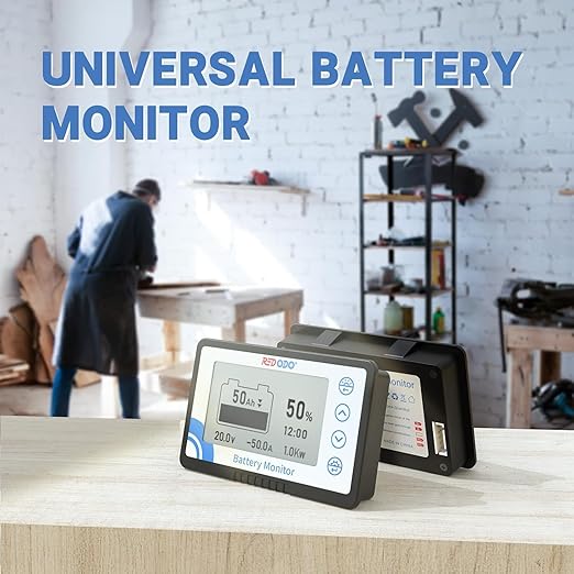 Redodo 500A Battery Monitor with Shunt, 8V-120V, 20ft Cable, High and Low Voltage Programmable Alarms for LiFePO4, Gel, Lead - Acid Batteries