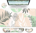 Gimars 4 in 1 Mouse Pad and Keyboard Wrist Rest Set, Large Mouse Pad with Memory Foam Wrist Support Pad for Desk with Coaster, Easy Typing Pain Relief, Gaming Office Home 31.5x12 inch, Morandi Beige