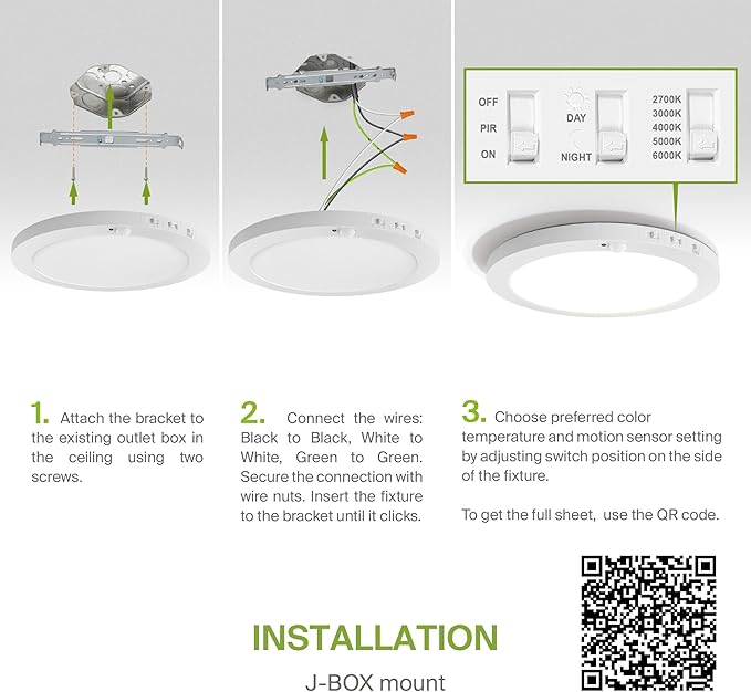 ASD LED 12" Round Flush Mount Ceiling Light Fixture, Low Profile Surface Lighting | 5CCT, Motion Sensored, Ultra-Thin, ETL Listed | 24W 1700LM 2700-6000K 120V | Kitchen, Hallway Lamp | White, 4 Pack