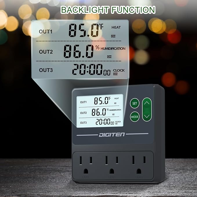SENSTREE Dual Probe Temperature & Humidity Controller, Independent Sensors for Precise Temperature and Humidity Control, Compatible with Humidifiers, Dehumidifiers, Heating & Cooling Systems