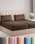 Split King Size 5 Piece Sheet Set - Comfy Breathable & Cooling Bed Sheets Set - Hotel Luxury Bedding for Women, Men, Kids, Teens, Boys & Girls - Deep Pockets, Soft and Wrinkle Free - Oeko-Tex - Brown