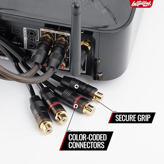 Install Link RCA Audio Cable for Subwoofer or Stereo Cable, Y Adapter 1-Male to 2-Female Splitter, 2pk