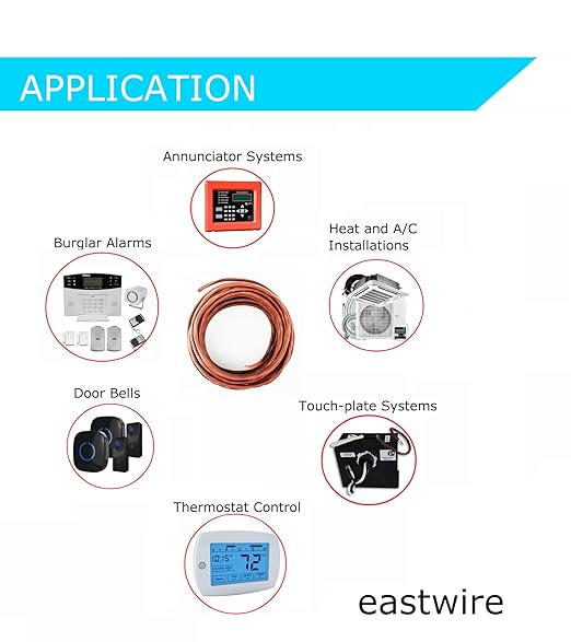 EASTWIRE 18/4 50ft Thermostat Wire, Solid Copper Wire, 18 Gauge Conductor, ETL Listed CL2 Power Limited Circuit Cable for Indoor/Outdoor Low Voltage Applications Use,Brown