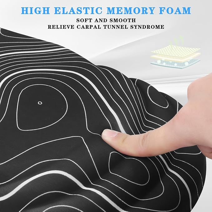 Mouse Pad Wrist Wrist Rest, Comfortable Memory Foam Wrist Rest, Non-Slip PU Base, Ergonomic Wrist Support and Arm Rests for Gaming, Office, Computer Use, Relieve Typing Pain (Black Line)