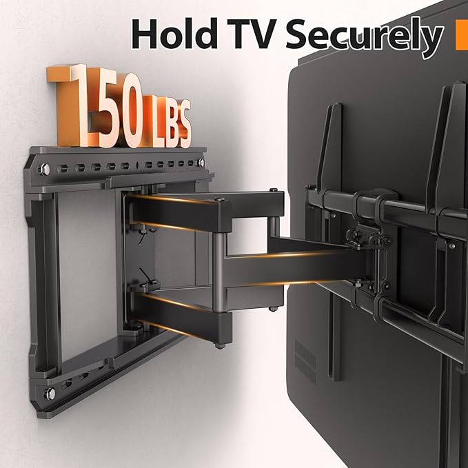 IWORKBOARD Full Motion 75 85 86 90 97'' TV Wall Mount Bracket, Loads 150 lbs Heavy Duty TV Mount, Swivel Tilt Extension Level, Complete Metal Bars & Wall Plate, up to 600x400mm VESA & 24'' Wood Studs