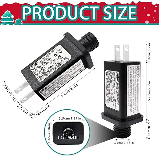 4.5V 0.6A 2PCS Replacement LED Transformer Class 2 Power Supply Adapter Ip44 LED Light Controller Low Voltage Transformer for Christmas String Light Inflatable Decorations (4.5V2.7W 2PCS)