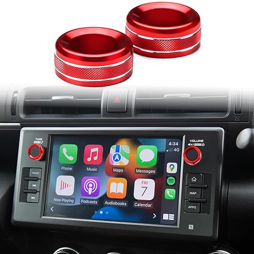 Auovo AC Knob Rings Trims Compatible with Subaru BRZ 2022-2026 for Toyota GR86 2022-2025 2026 Interior Accessories Air Conditioning Radio Switch Cover Audio Volume Button Ring (Knob Trims-6PCS, Red)