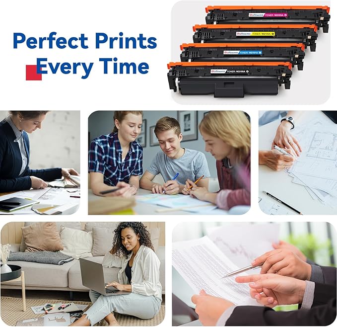 GoFlowmo 210A Toner Cartridge 4 Pack Set Compatible Replacement for HP 210A W2100A W2101A W2102A W2103A Works with HP Color Pro MFP 4301 4201 Series MFP 4301dw 4301fdn 4301fdw 4201dw Printer Color
