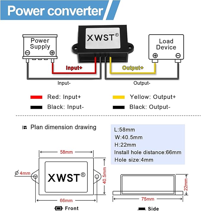 DC DC 12V to 13.8V 5A 9V-13V to 13.8V Voltage Regulator,Step-up Module,Boost Converter,Waterproof Power Adapt 69W 13.8V Volt Transformer Module (12V to 13.8V 5A)