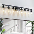 DIKAIDA 8 Light Bathroom Vanity Lights Over Mirror, 52inch Black Vanity Lights Fixtures Matte Black Modern Vanity Lights Black Bathroom Wall Lighting for Mirror Bedroom,Living Room