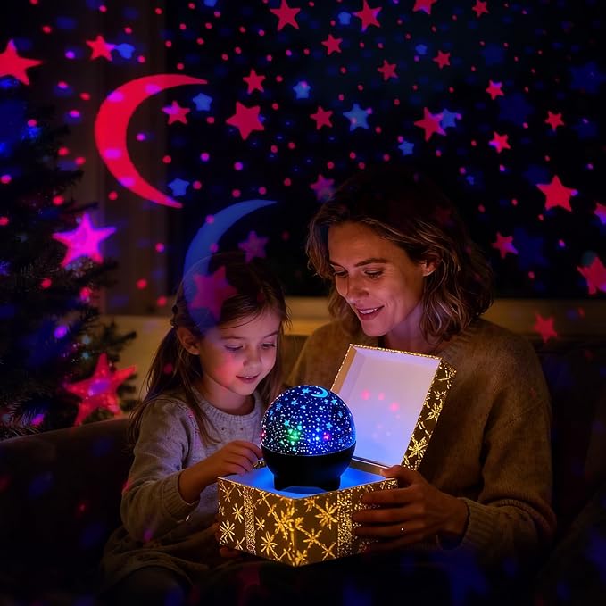 MAXROCK Star & Moon Projector, Galaxy Projector, Bedroom Decoration, Party, Star and Moon Night Light, Children's Gift, Christmas Gift
