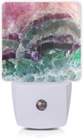 Smoaffly Color Pink Fluorite Crystal Stone Night Light Plug-in LED Nightlights Auto Sensor Night Lamp Dusk-to-Dawn Lamp Home Decor for Nursery Children Girls Boys