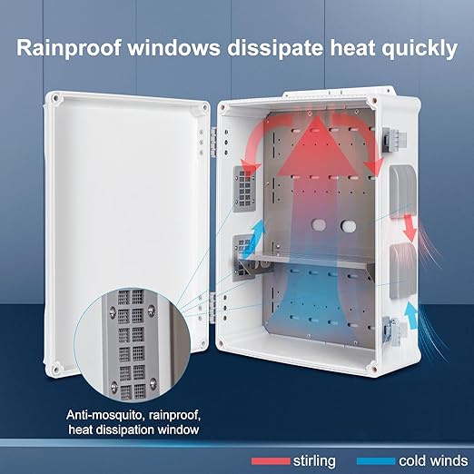 Namunanee Outdoor Electrical Junction Box, ABS Water Resistant Enclosure with Internal Mounting Panel & Hinged Cover (16.5" H x 12.6" L x 6.1" W)