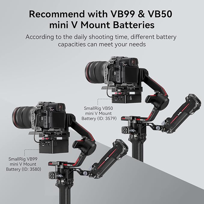 SMALLRIG Mini V Mount Battery Plate for DJI RS 3 / RS 3 Pro/RS 2 / RSC 2 Gimbals, Comes with V-Lock, Cold Shoe & 1/4"-20 Threaded Holes for V Mount Battery & NP-F Battery - 4189