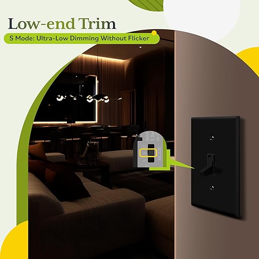 TG Digital Toggle Dimmer Light Switch for Dimmable LED, CFL and Incandescent Light Bulbs, Single Pole/ 3-Way Toggle LED Dimmer Light Switch, UL Listed, Wall Plate Sold Separately,1 Pack, Black