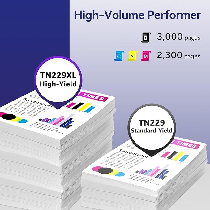 Valinkso TN229XL Toner Cartridge Replacement for Brother TN229 TN229XL Toner Compatible with Brother MFC-L3780CDW HL-L3280CDW MFC-L3720CDW HL-L3220CDW HL-L3300CDW, High Yield 4-Pack (BK/C/M/Y)