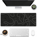 Eflxamz Desk Mat,Black Topographic Contour Map Desk Pad,Topographic Contour Large Gaming Mouse Pad for Desk,Extended Big Computer Keyboard Mouse Pad with Non-Slip Base and Stitched Edge,31.5"x11.8"