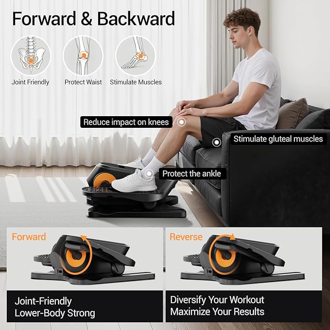 Under Desk Elliptical Machine, Electric Seated Pedal Exerciser, Min Leg Exerciser with Remoter, 12 Level Speeds, Forward & Reverse Direction, Manual & Auto Mode for Home Office