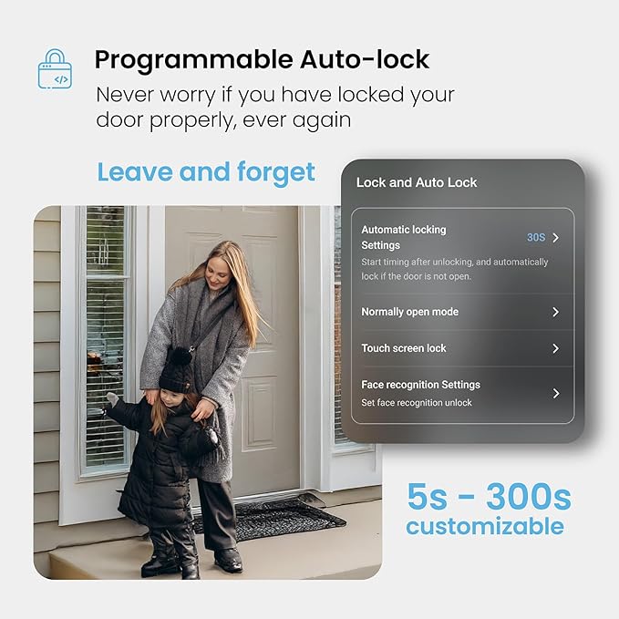 Lockly Secure Plus, Keyless Entry Door Lock, Smart Locks for Front Door, Smart Lock Deadbolt, PIN Genie® Keypad, 3D Biometric Fingerprint Sensor, Auto Lock Smart Door Lock