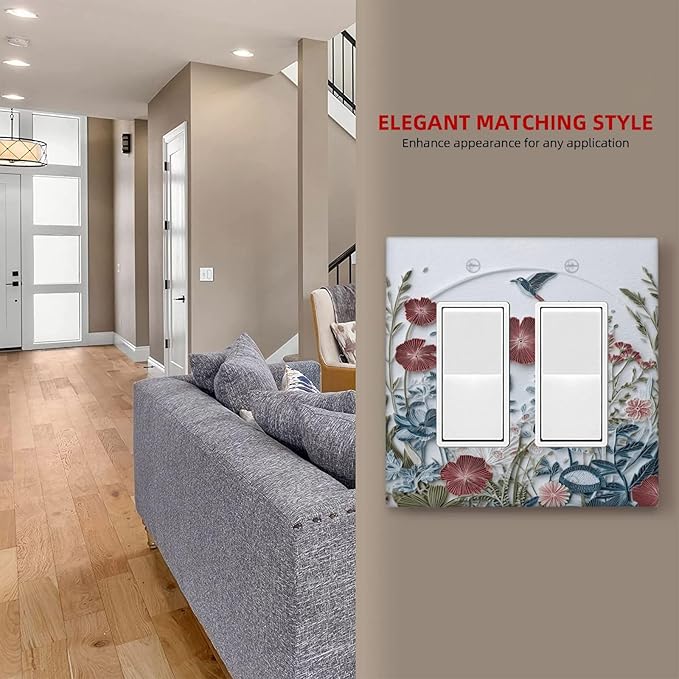 Bvtewkhz Wildflowers Flowers Floral Plants 2 Gang Double Rocker Wall Plate Cover Decorative Light Switch Covers Electrical Faceplate Switch Plates for Bathroom Kitchen Home
