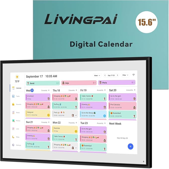 15.6 inch Wall Planner Digital Calendar Electronic Calendar Chore Chart,Smart Touchscreen Full HD Interactive Display for Family Schedules,Wall/Desk Mountable for Seamless Scheduling/Organizing