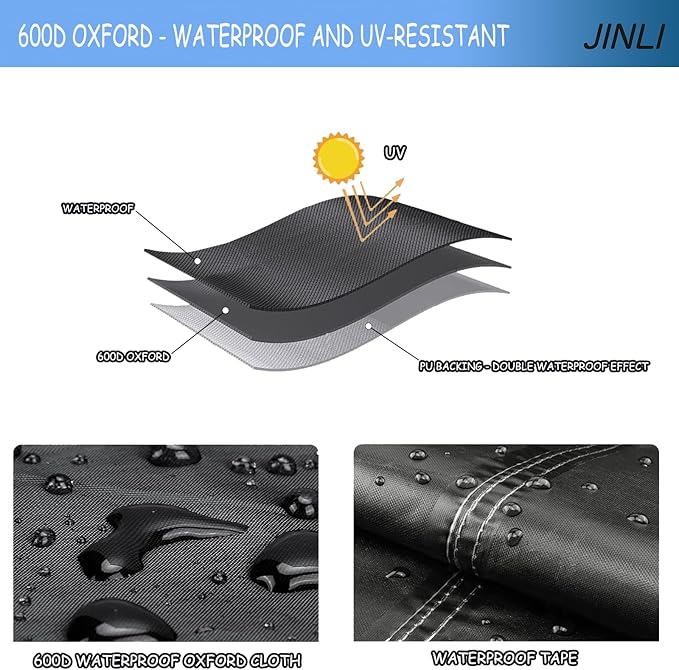 JINLI 55-60 inch outdoor TV trolley cover, courtyard TV cover, Oxford fabric waterproof and dustproof, triple windproof design, compatible with rolling/mobile stand