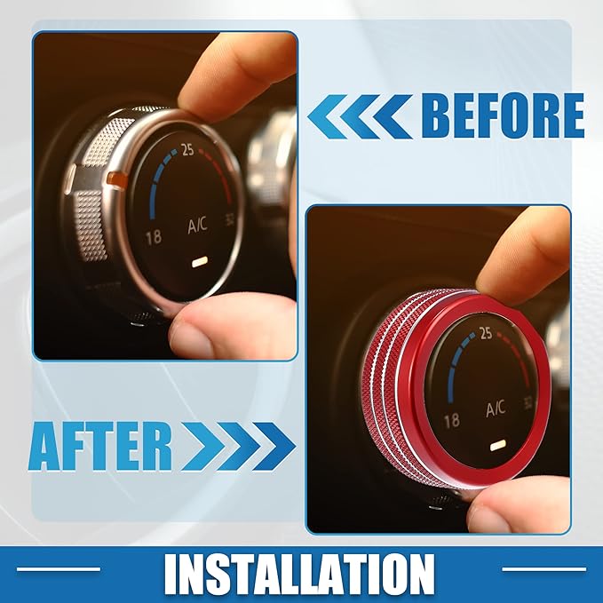 A ABSOPRO AC Knobs Decals AC Radio Switch Knob Cover for Dodge Durango 2014-2020 for Jeep Cherokee Grand Cherokee 2014-2021 Red (Set of 3)