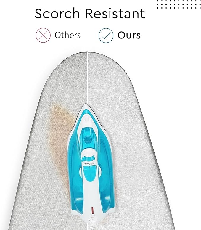 Encasa XO Ironing Board Cover and Pad 54"x15" - 4mm Felt & 2mm Foam Metallized Silver Iron Board Cover with Padding - Heat & Scorch Resistant, Non Slip, Bungee Elasticated, 3 Fasteners Silver Luxury