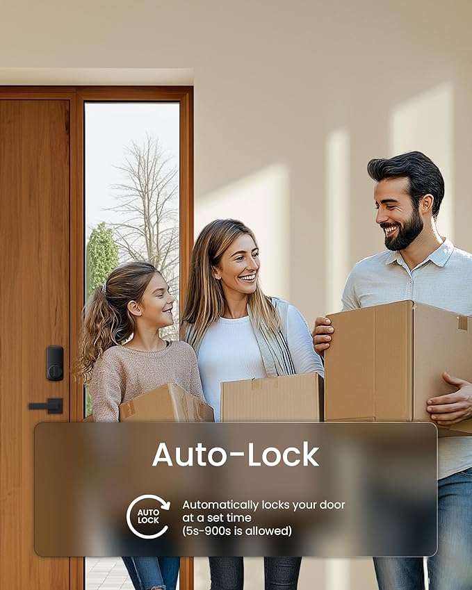 DESLOC Smart Door Lock B200, Smart Deadbolt Lock, Keyless Entry Door Lock, Fingerprint Smart Lock, Smart Locks for Front Door, App Control, Touchscreen Keypad Deadbolts,12-Month Battery, BHMA Grade3