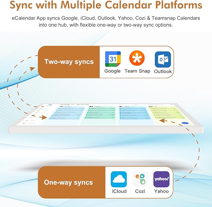 24" Smart Calendar Digital Chore-Chart-for-Planner - Touchscreen Display Electronic Calendar for Family Schedules, 32GB, Auto-Sync Google iCloud Outlook Calendars, Wall Mounted Household Organization