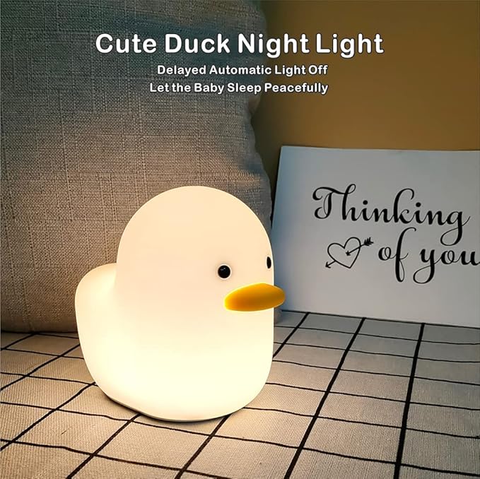 LEDHOLYT Kids Night Light - Cute Silicone Duck Nursery Lamp for Baby and Toddler, Animal Squishy Lamp for Bedroom, Boys and Girls Gift