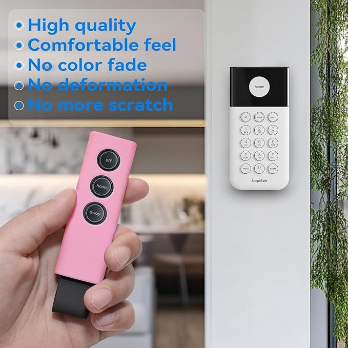 Protective Silicone Sleeve Case for SimpliSafe KeyFob - Arm and Disarm Remotely, Flexible Cover for SimpliSafe Home Security System KeyFob - Latest Gen (Pink)