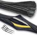 Cable Management Split Wire Loom Sleeve - Cord Hider & Protector for Desk, Pet Chew Proof, Wire Cover Organizer, Flexible Tube for Wires and Cables (3/4 Inch 10FT, Black)