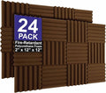 Foam Factory Inc 24 Pack Color Acoustic Foam Panel Studio Soundproofing Wedge Wall Tiles 12” X 12” X 2” (Brown)