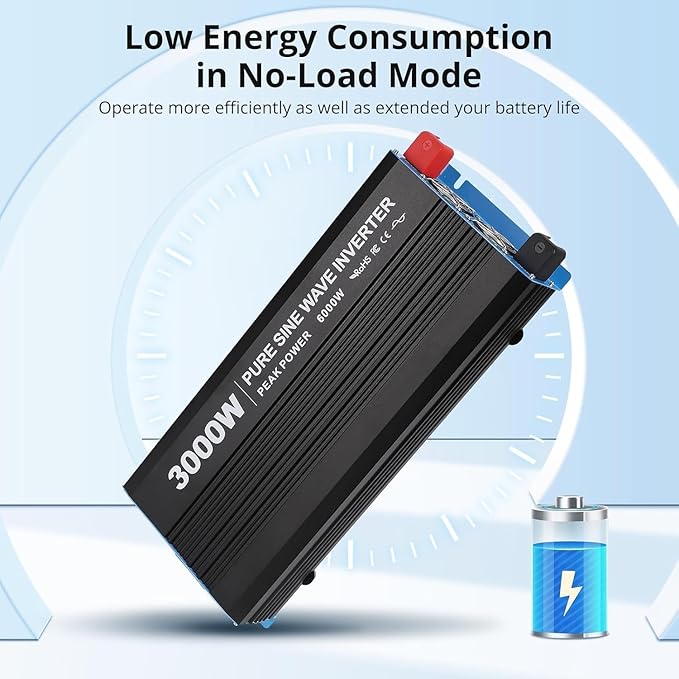 3000W Pure Sine Wave Inverter 1 USB Port 5v/2.1a,LCD Display&Remote Controller for Home, RV, Truck