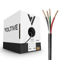 Voltive 16/4 Speaker Wire, Riser CL3R, Black, 500ft - 16AWG, 4 Conductors, Stranded Oxygen-Free Copper, UL Listed - V-1273-1