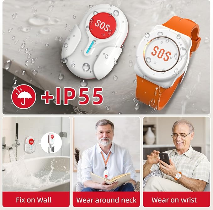 CallToU Wi-Fi Wireless Caregiver Pager Call Button for Elderly at Home , APP Emergency Alert for Seniors, Patients, and The Disabled (TY02BL-US 2-1)